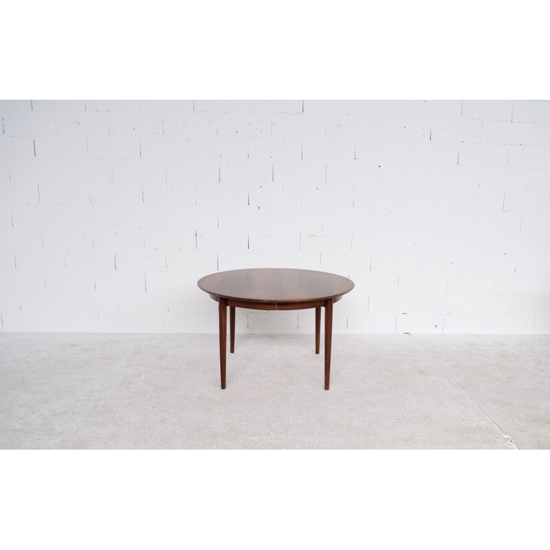 Vintage round rosewood round dining table, model 204, by Arne Vodder, Sibast, 1960