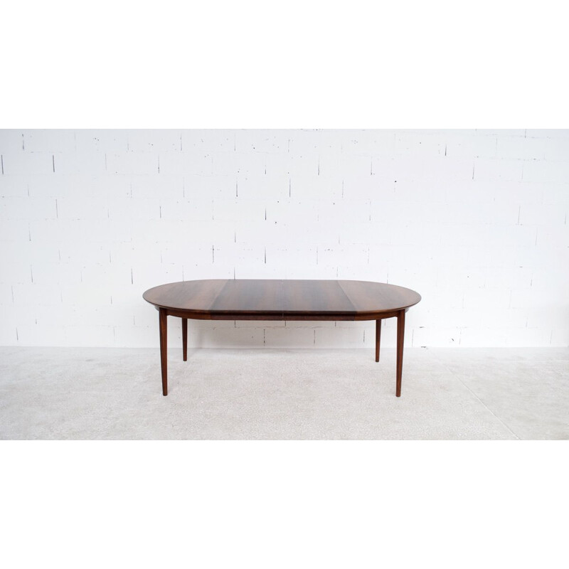 Vintage round rosewood round dining table, model 204, by Arne Vodder, Sibast, 1960