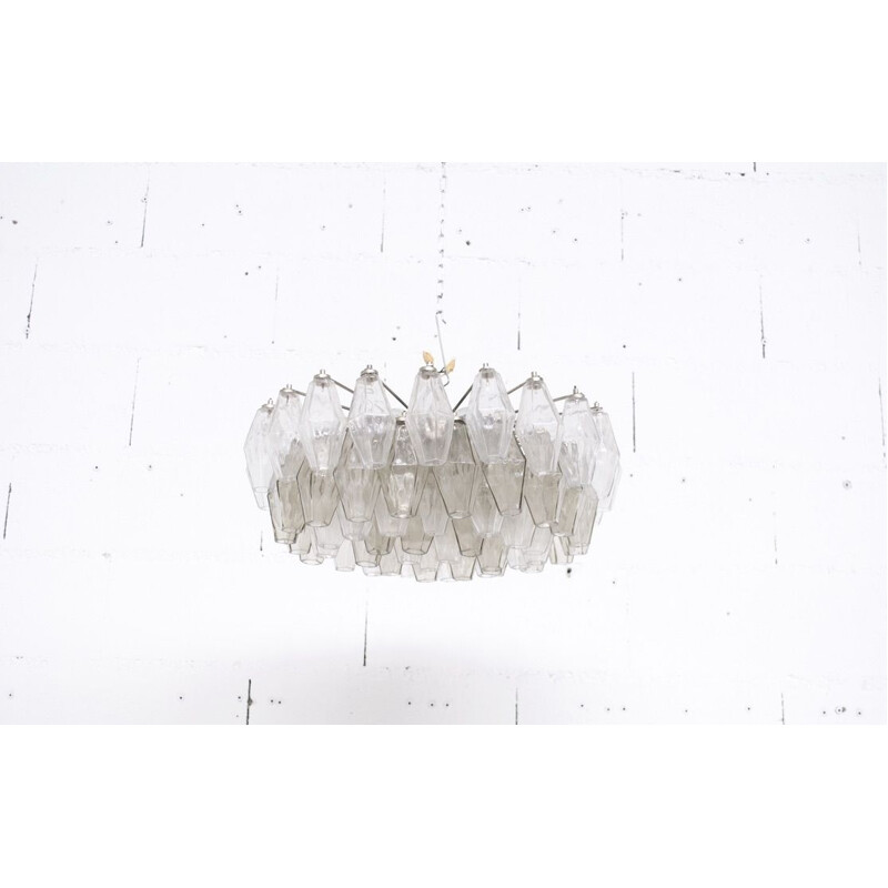 Chandelier, vintage model Poliedri in murano glass, by Carlo Scarpa, Venini , 1960