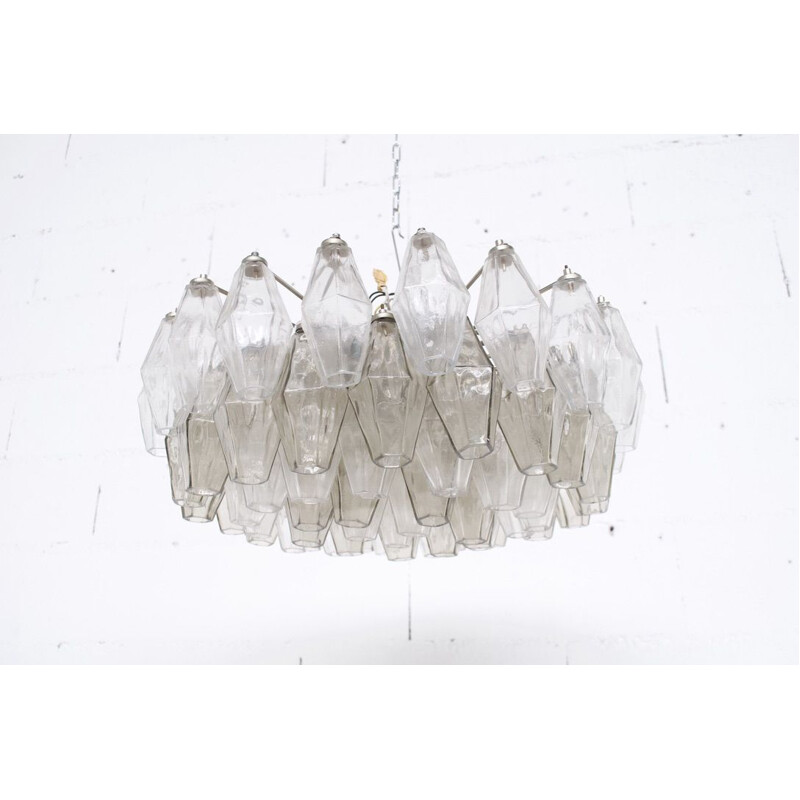 Chandelier, vintage model Poliedri in murano glass, by Carlo Scarpa, Venini , 1960