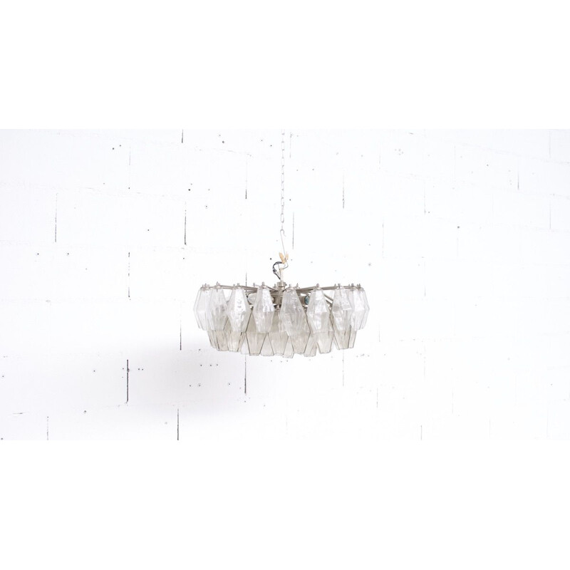 Chandelier, vintage model Poliedri in murano glass, by Carlo Scarpa, Venini , 1960