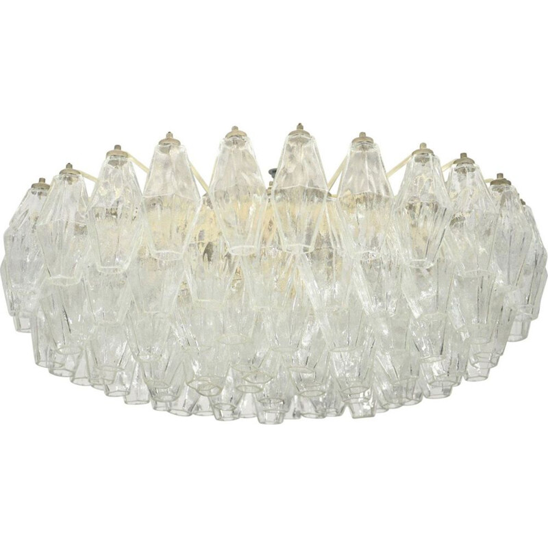 Large Poliedri vintage Ceiling Lamp By Carlo Scarpa For Venini, 1958