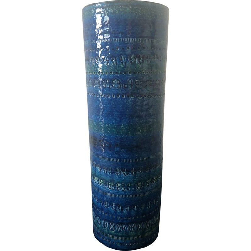 Vaso vintage in ceramica Rimini Blu di Aldo Londi per Bitossi, 1960
