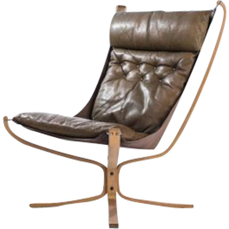 Sigurd Ressell and Vatne Mobler 1970 Vintage Falcon High Back Armchair