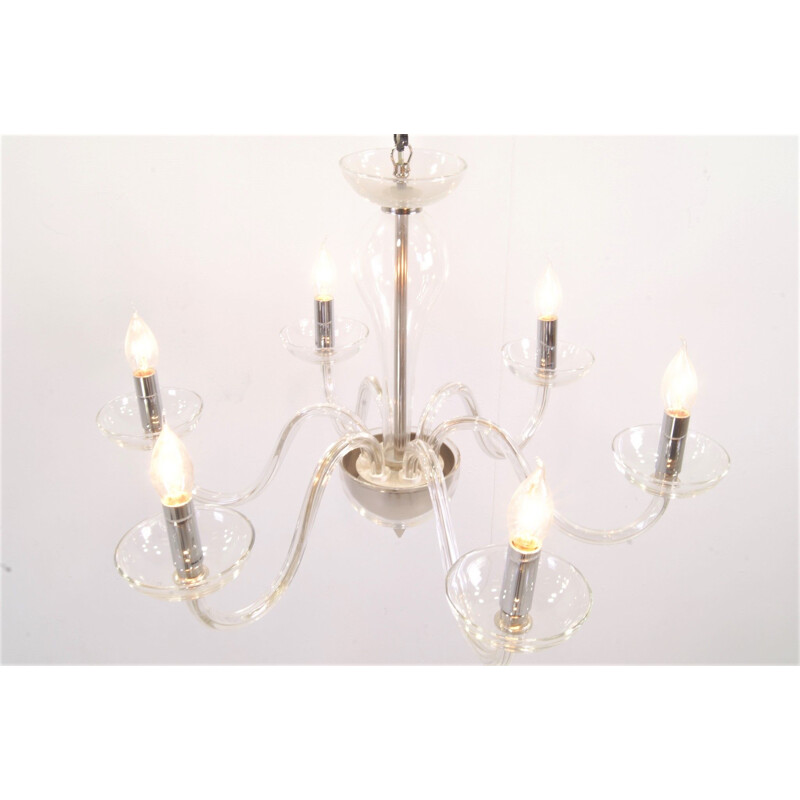 Vintage chandelier in crystal with 6 lights