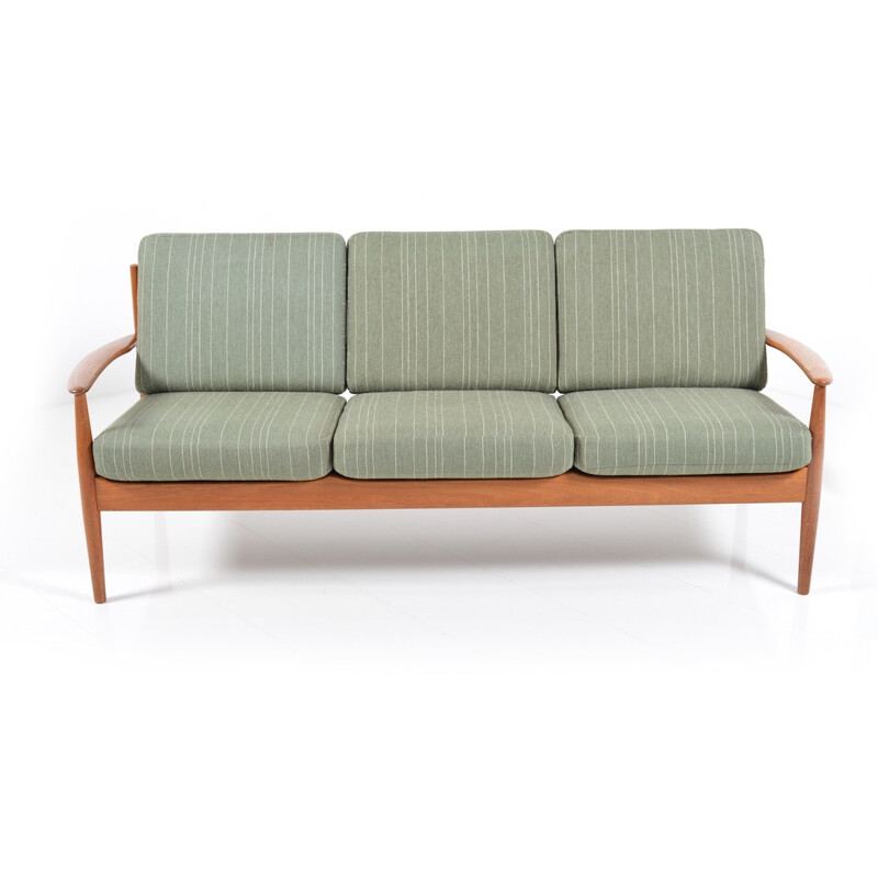 Scandinavian France & Son "118/3" green 3-seater sofa, Grete JALK - 1960s