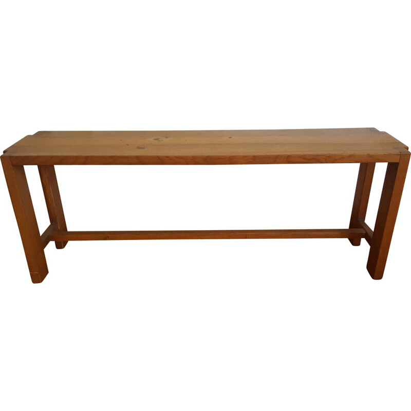 2 seater bench "S09B" in solid elm, Pierre CHAPO - 1950s