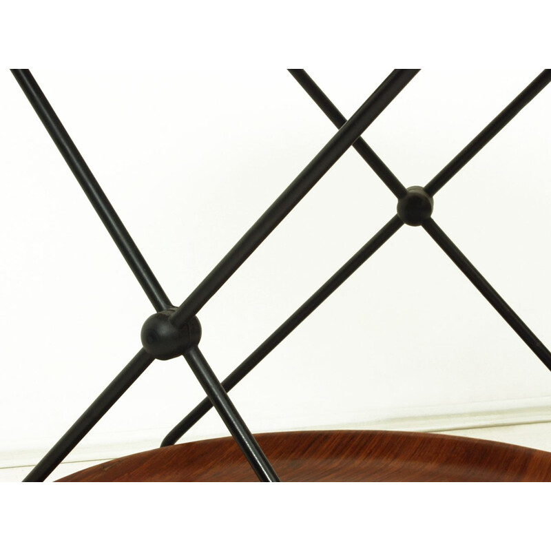 Vintage Foldable Metal and Teak Serving Trolley by Paul Nagel for Jie Gantofta - Swedish 1960s