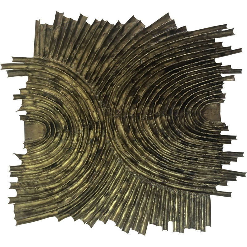 Vintage brass wall sculpture by Dénis, 1970