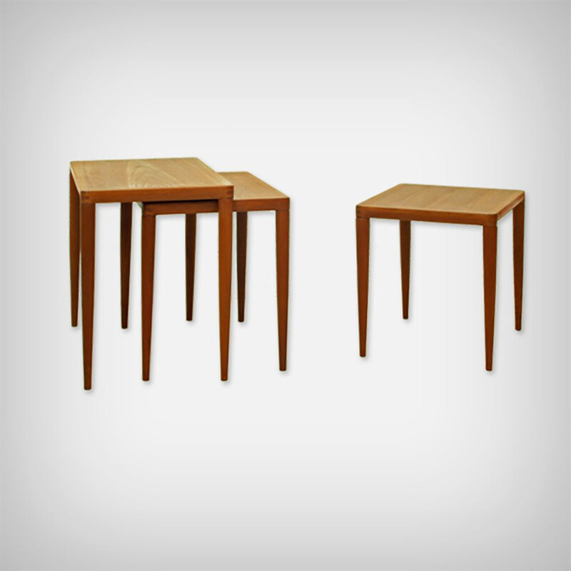 Set Of 3 vintage Teak Nesting Tables by Henry W. Klein for Bramin Møbler 1960s