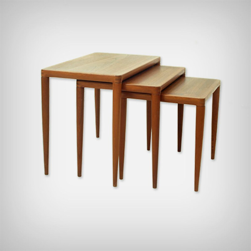 Set Of 3 vintage Teak Nesting Tables by Henry W. Klein for Bramin Møbler 1960s