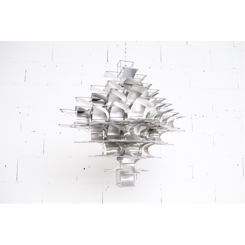 Vintage aluminum chandelier Cassiopeia model by Max Sauzé, 1970