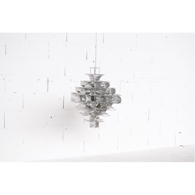 Vintage aluminum chandelier Cassiopeia model by Max Sauzé, 1970