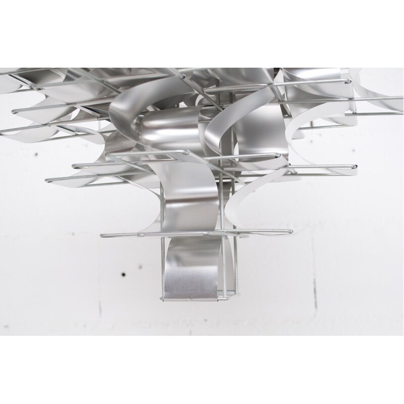 Vintage aluminum chandelier Cassiopeia model by Max Sauzé, 1970