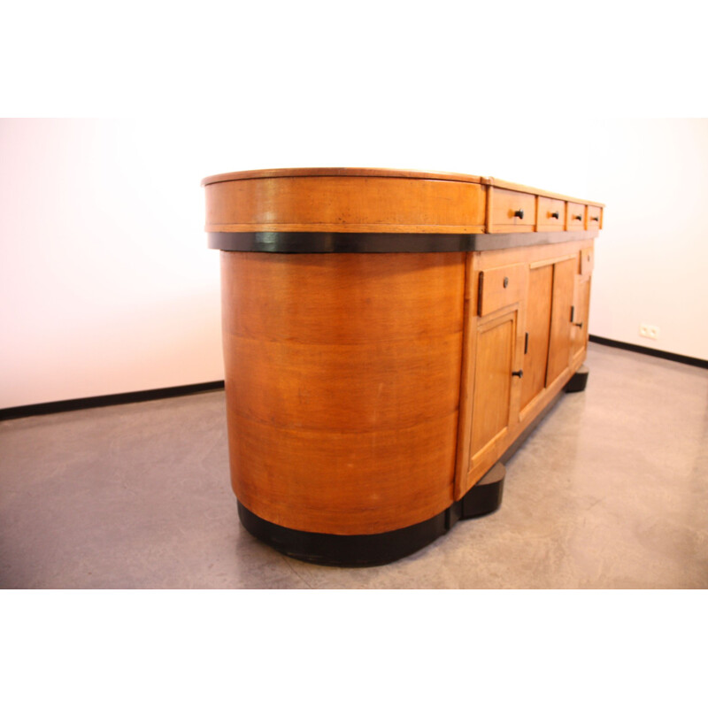 Large vintage round shaped shop counter on wheels - B. Eikenaar - Belgium - 1930s