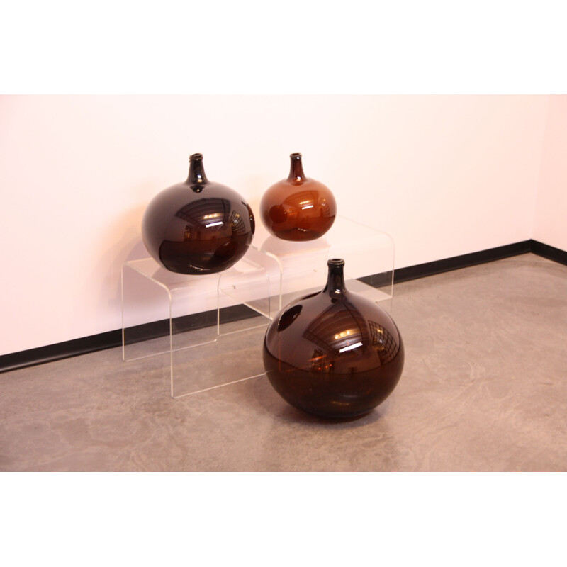 Set of 3 vintage moutn-blown wine bottels - French Demijohn 