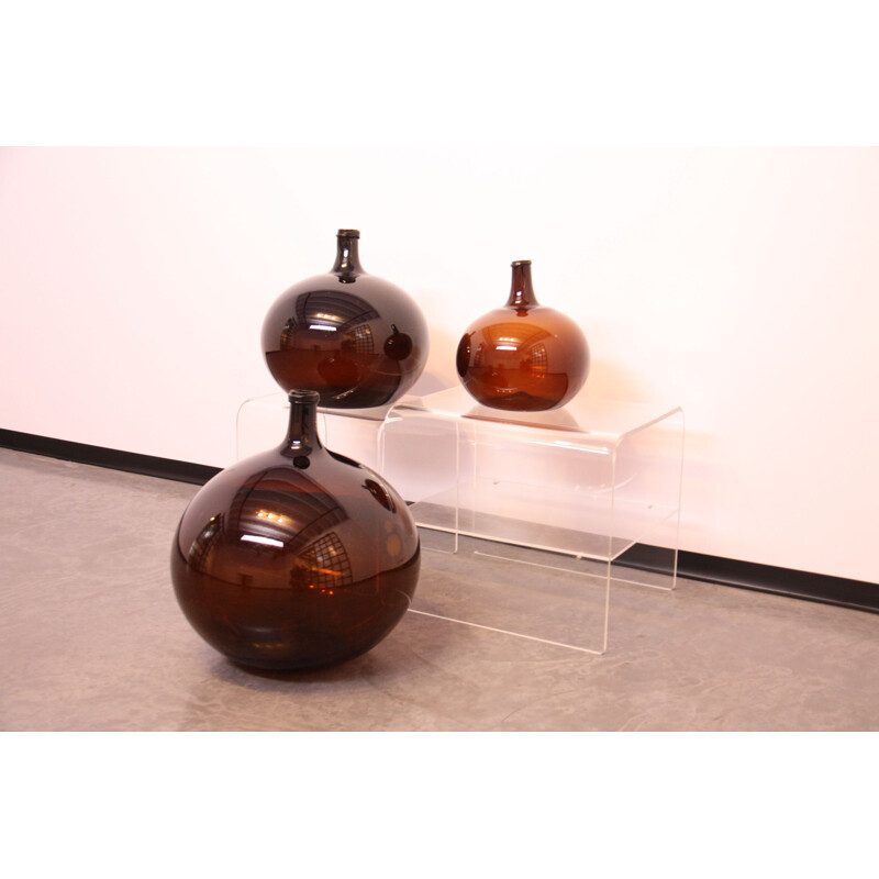 Set of 3 vintage moutn-blown wine bottels - French Demijohn 