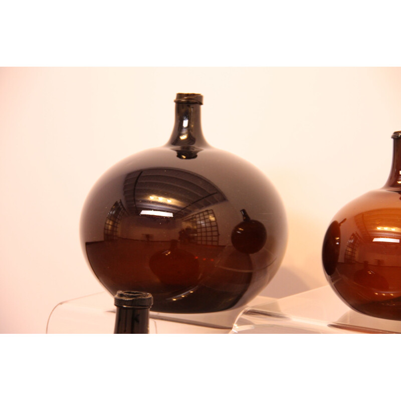 Set of 3 vintage moutn-blown wine bottels - French Demijohn 