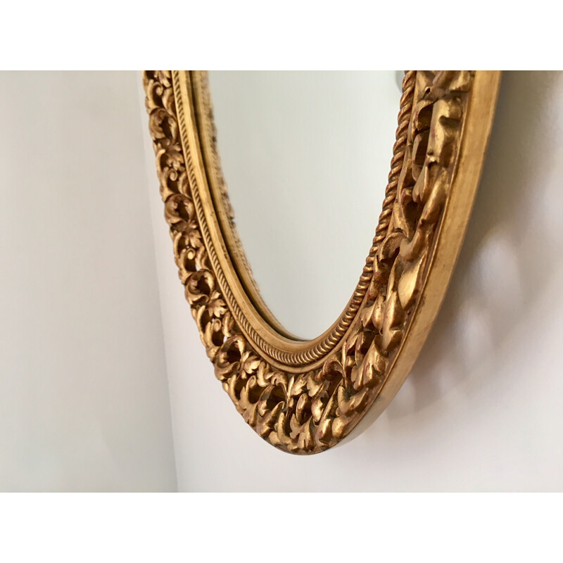 Vintage oval gilded wood mirror