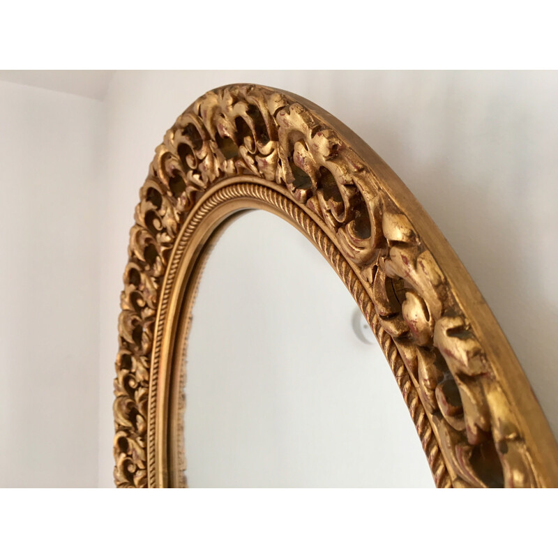 Vintage oval gilded wood mirror