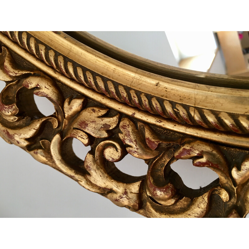 Vintage oval gilded wood mirror