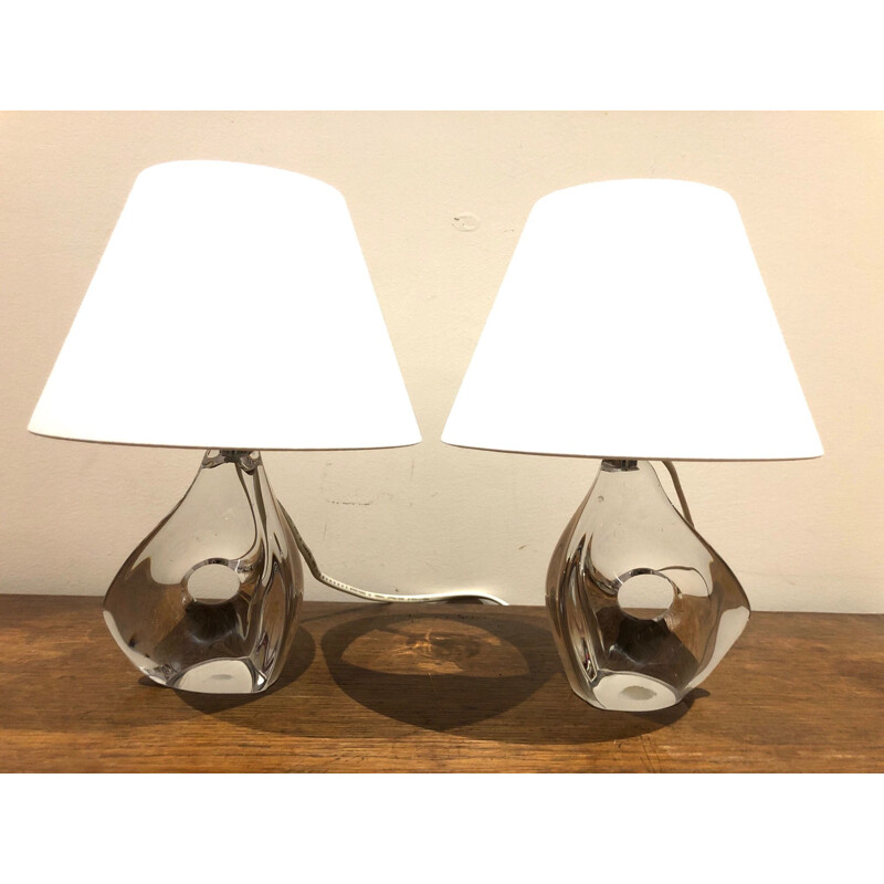 Pair of vintage DAUM crystal lamps 