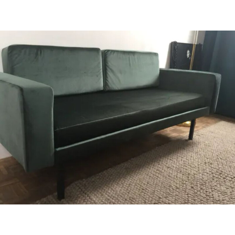 Vintage sofa black steel extensible bed 1960