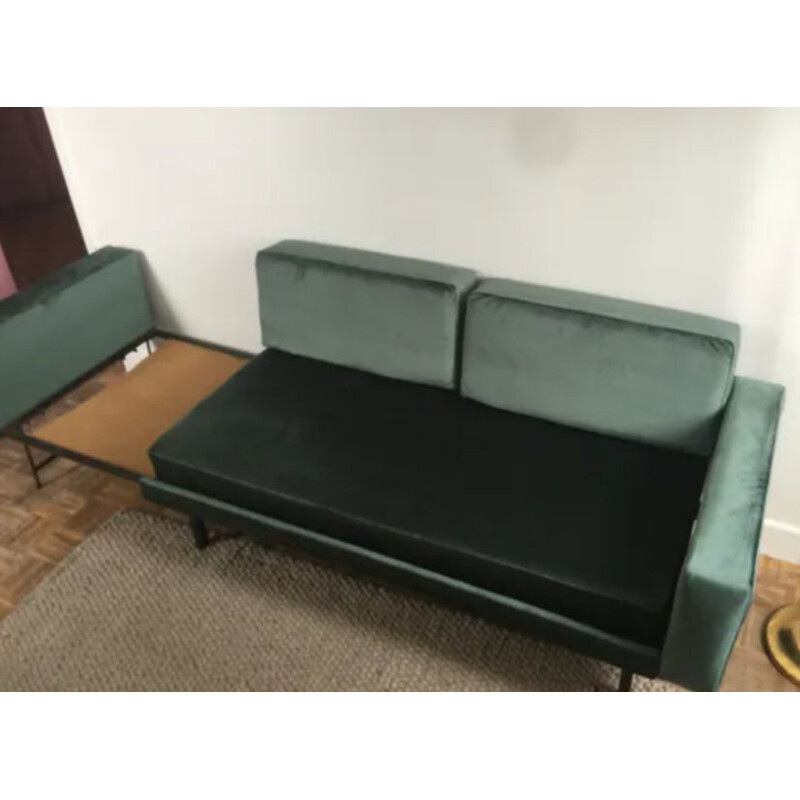 Vintage sofa black steel extensible bed 1960