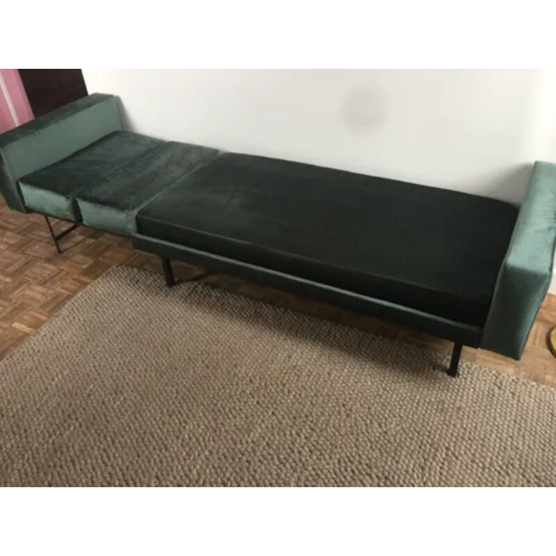 Vintage sofa black steel extensible bed 1960