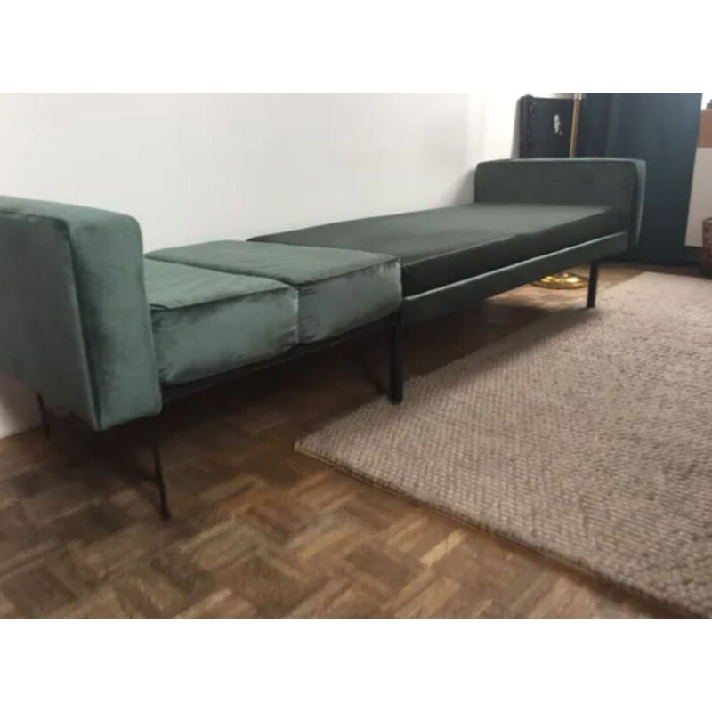 Vintage sofa black steel extensible bed 1960
