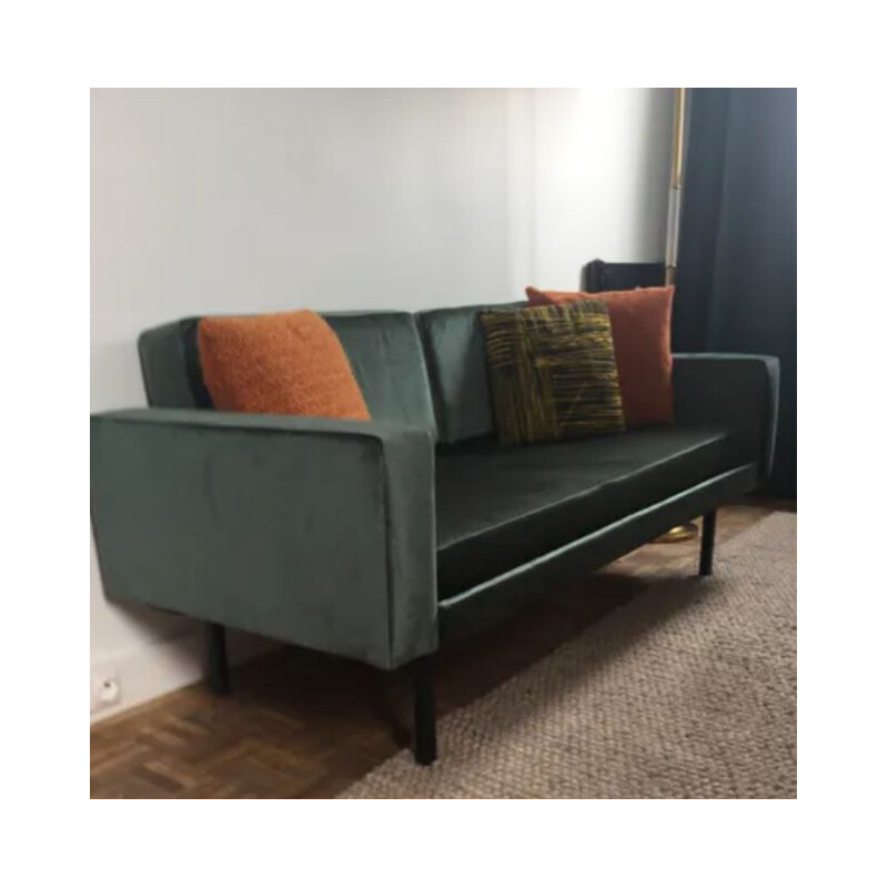 Vintage sofa black steel extensible bed 1960