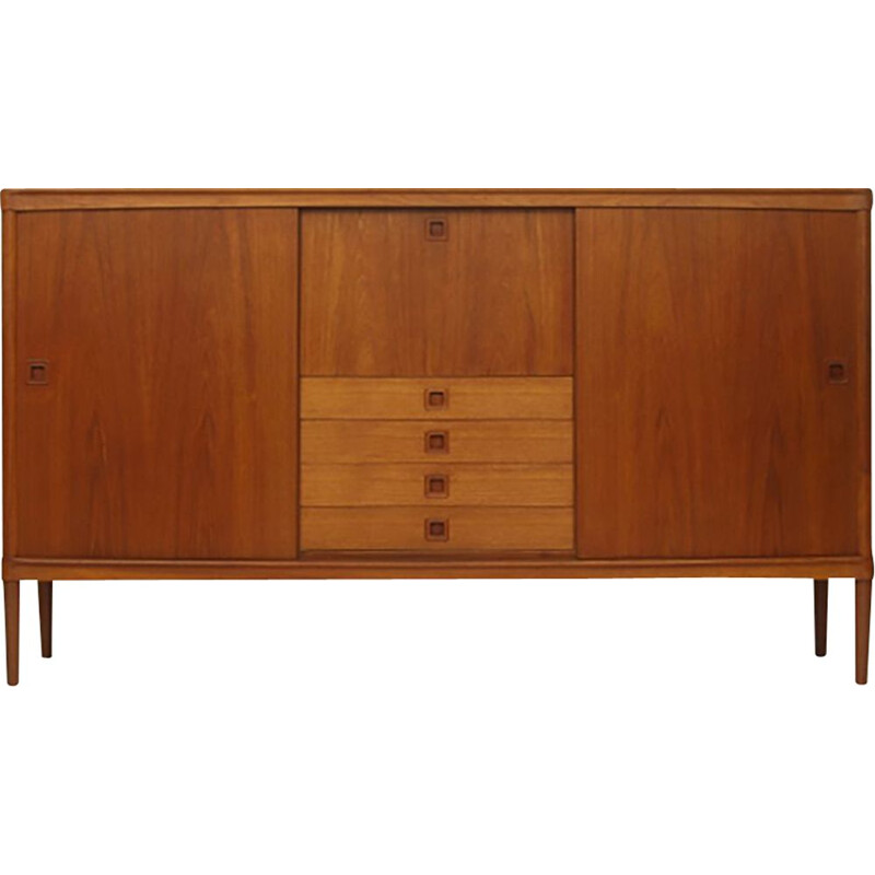 Vintage Teak Highboard With Sliding Doors by Henry W. Klein for Bramin Møbler Danish 1960s