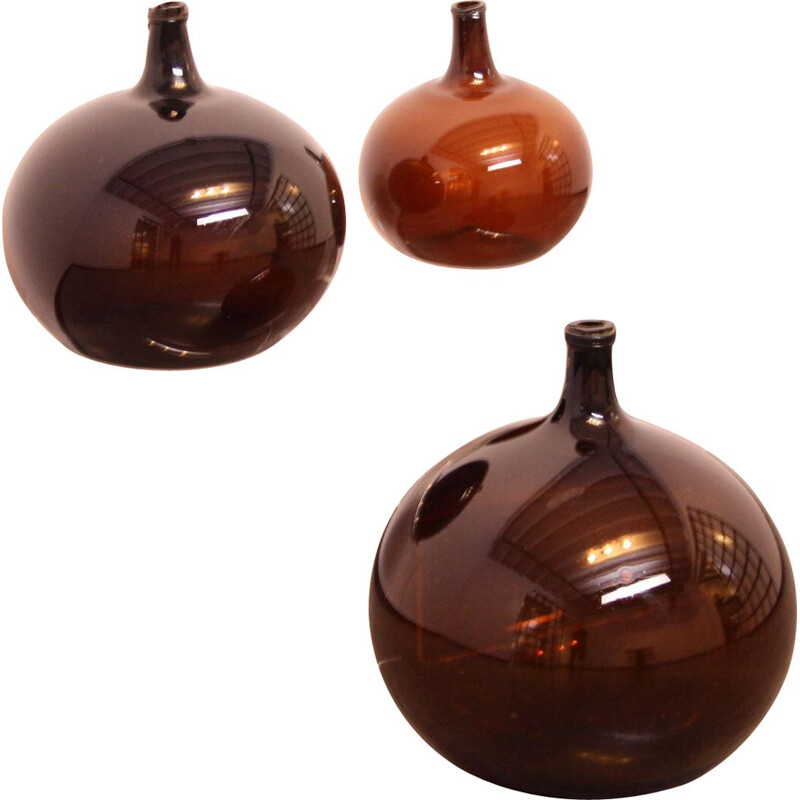 Set of 3 vintage moutn-blown wine bottels - French Demijohn 