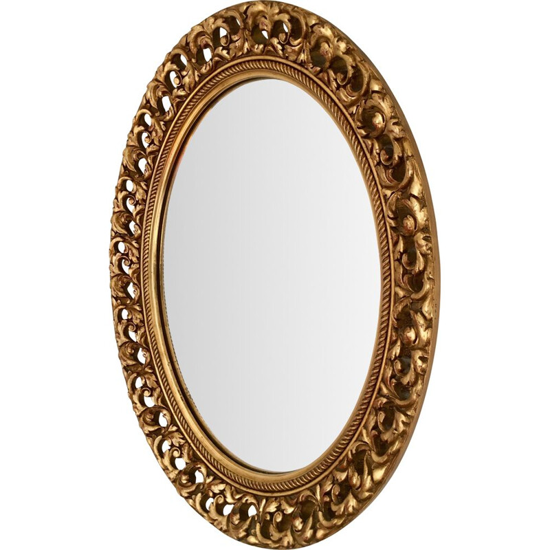 Miroir vintage ovale bois doré