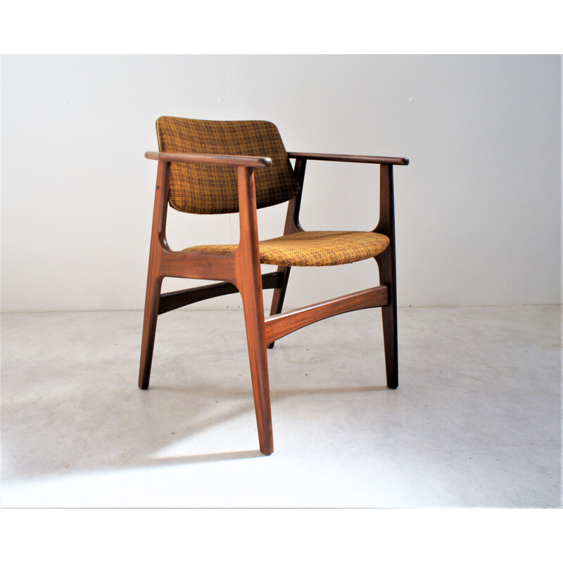 Fauteuil de bureau vintage en teck scandinave Erik Kirkegaard