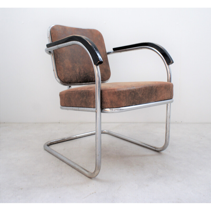 Vintage Bauhaus armchair chromed metal