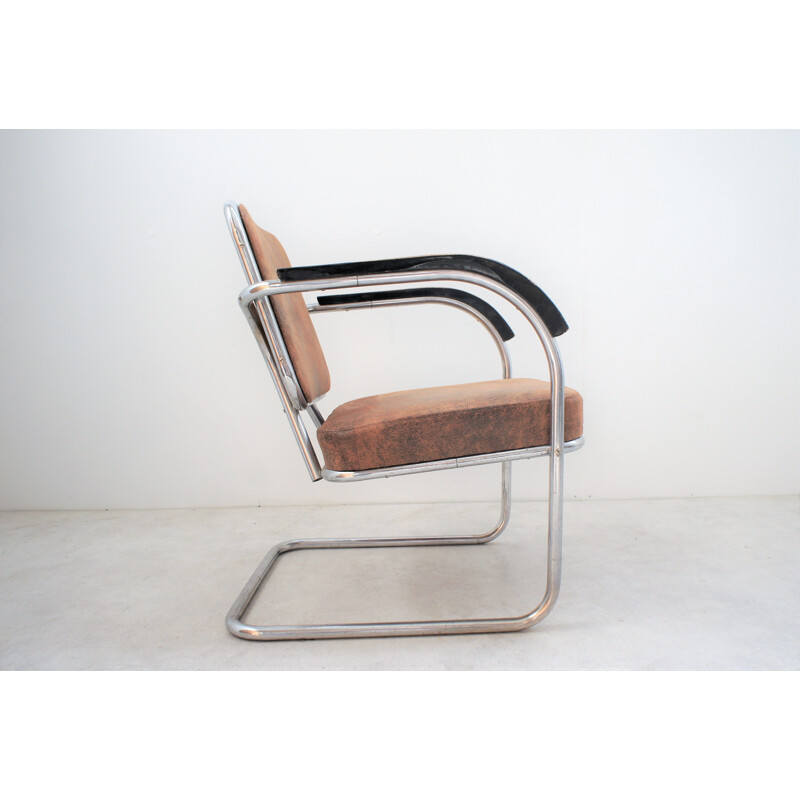 Vintage Bauhaus fauteuil, verchroomd metaal