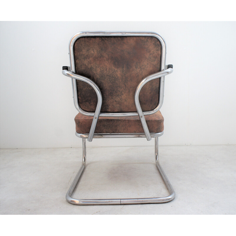Vintage Bauhaus fauteuil, verchroomd metaal