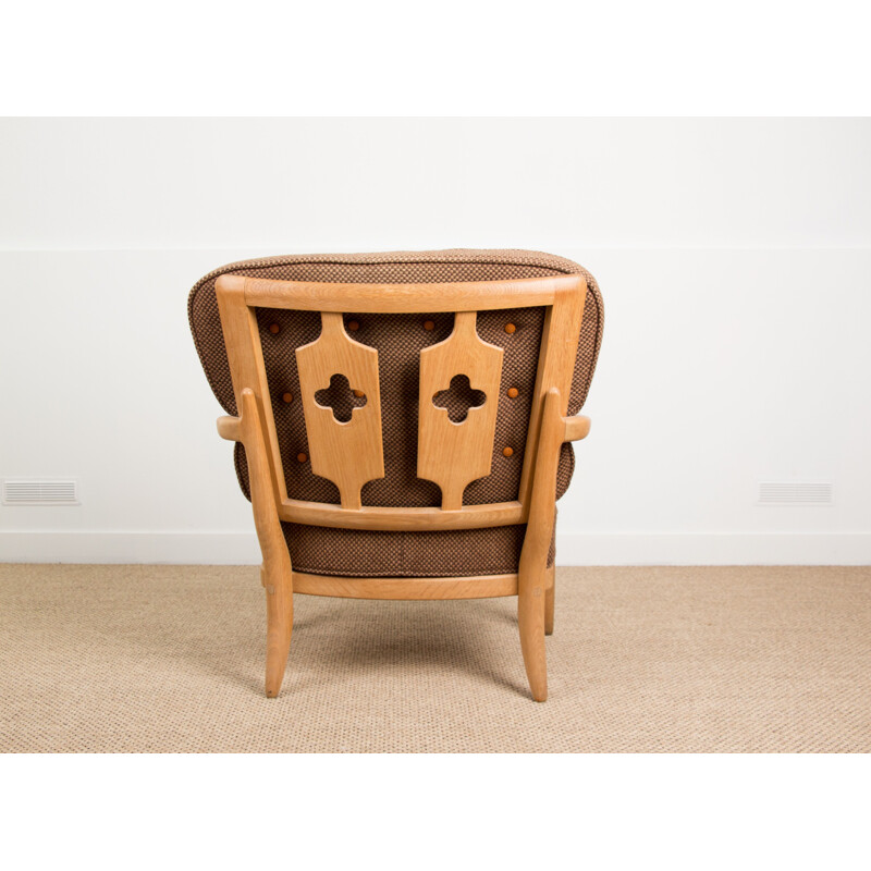 Vintage oak armchair by Guillerme and Chambron