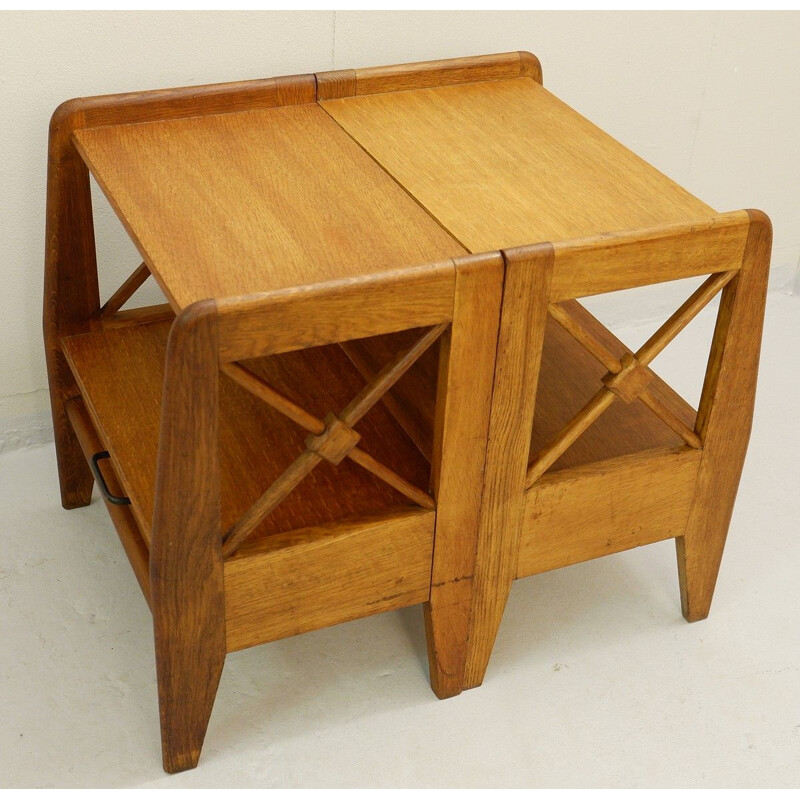 Pair of vintage oak bedside tables - atelier Saint Sabin reconstruction 1951