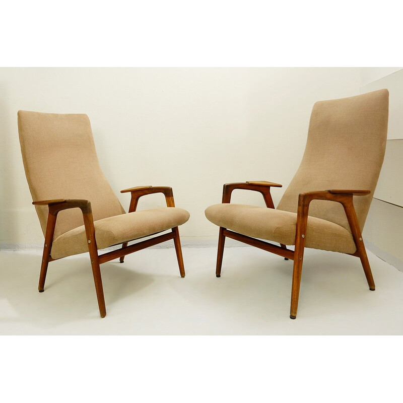 Pair of Vintage Teak Armchairs by Yngve Ekström Ruster, Scandinavian 1960s