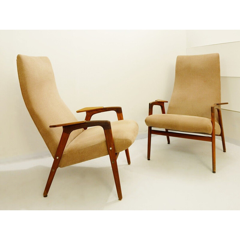 Pair of Vintage Teak Armchairs by Yngve Ekström Ruster, Scandinavian 1960s