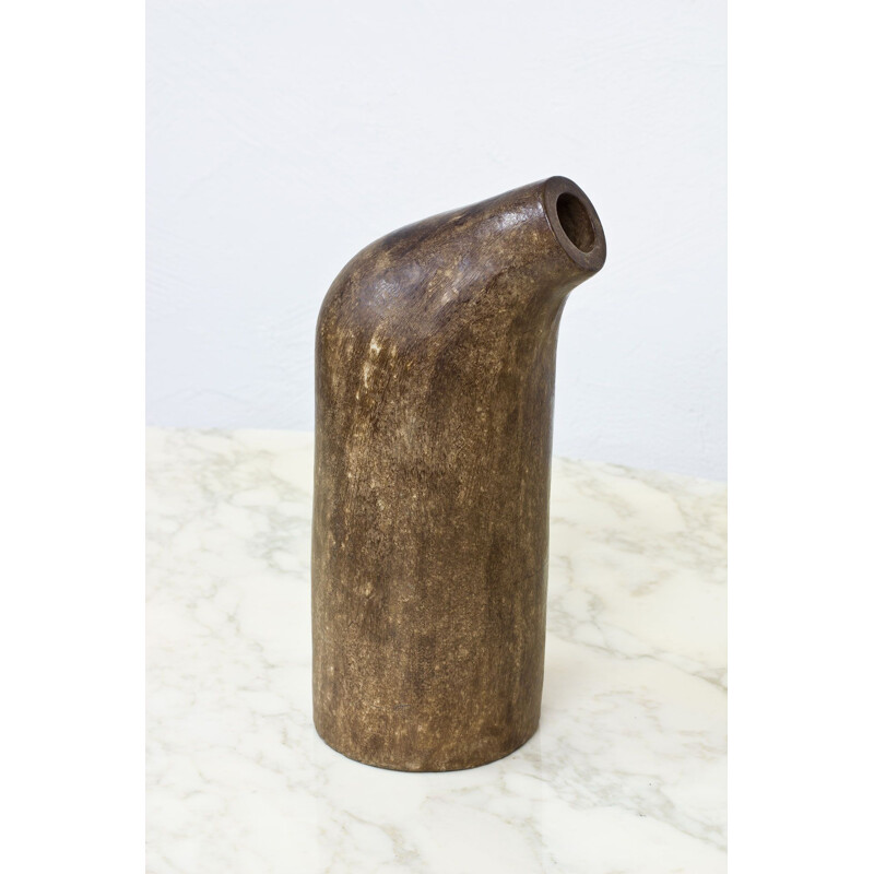 Vintage Salt Glazed Stoneware Vase, Swedish 1940s