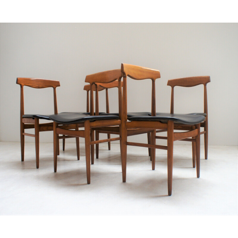 Set of 6 vintage Scandinavian ashwood chairs