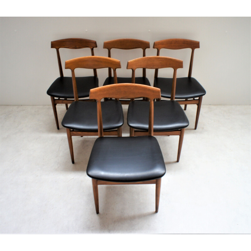 Série de 6 chaises vintage scandinaves en frêne