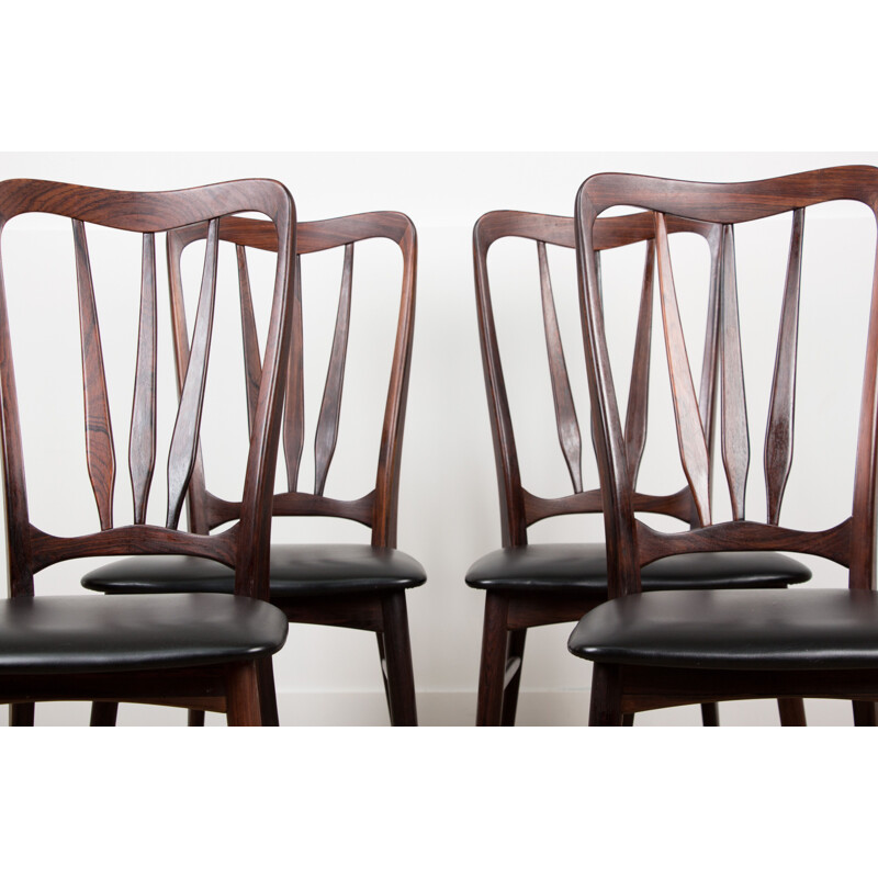 Série de 4 chaises vintage en palissandre de Rio, modèle Ingrid de Niels Koefoed Danoises 1960