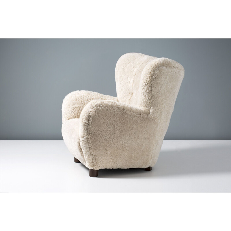 Vintage Sheepskin Armchair Flemming Lassen 1950s