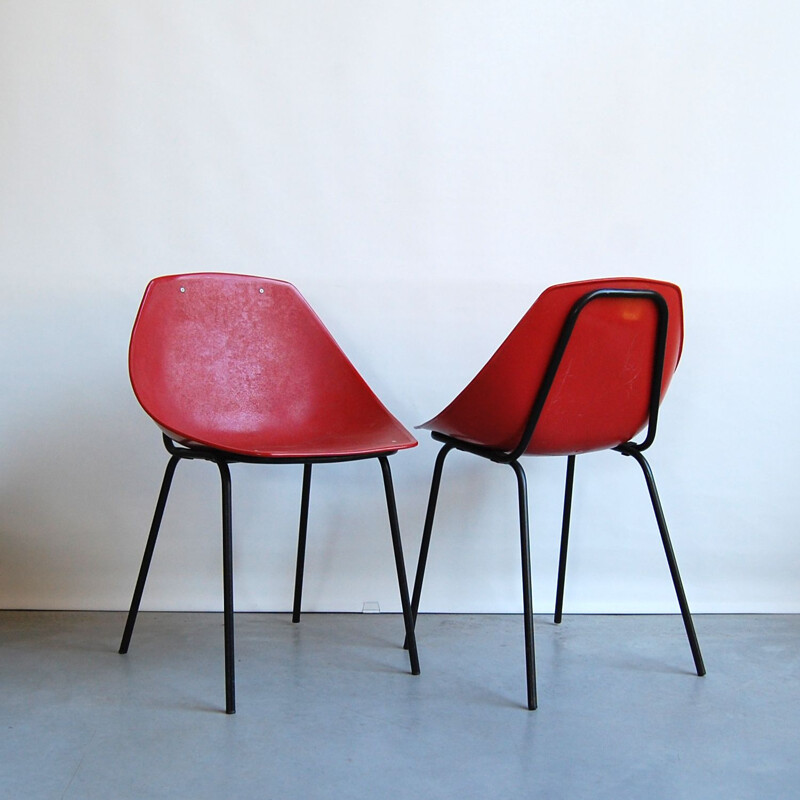 Pair of shell vintage chairs by Pierre Guariche for Meurop