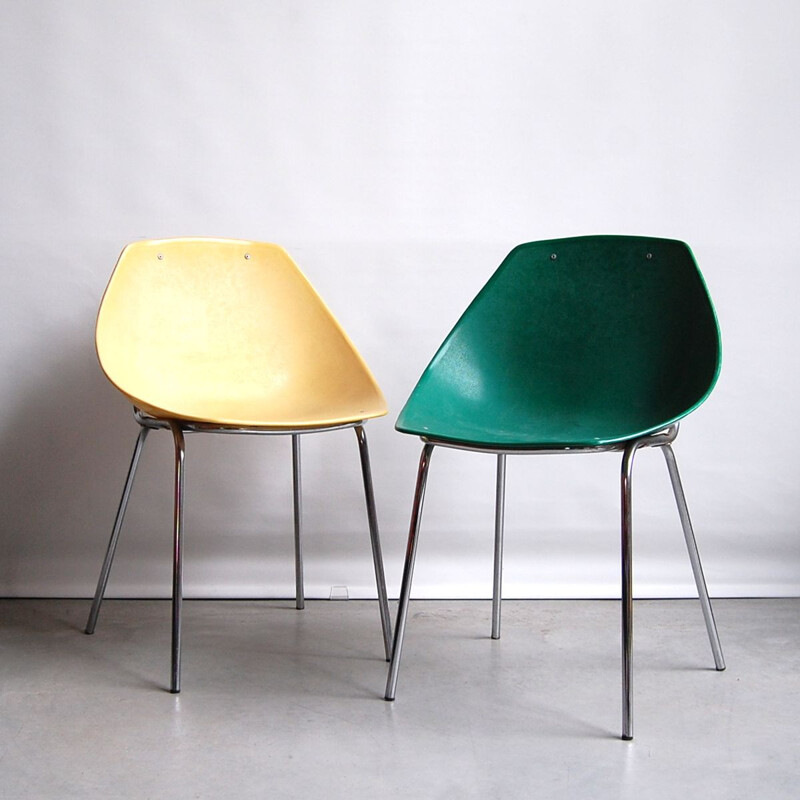 Pair of shell vintage chairs by Pierre Guariche for Meurop