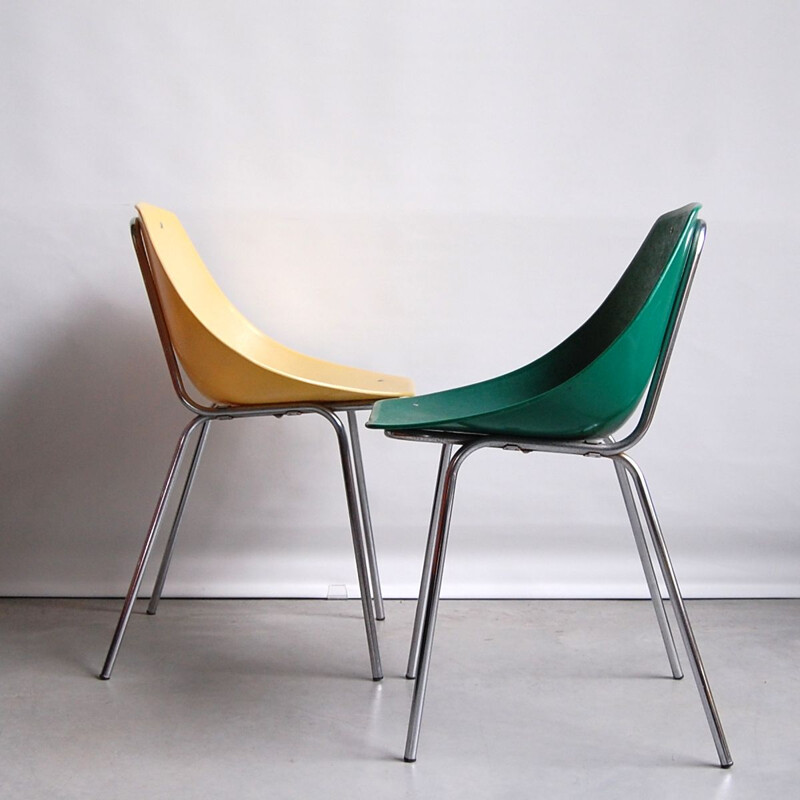 Pair of shell vintage chairs by Pierre Guariche for Meurop